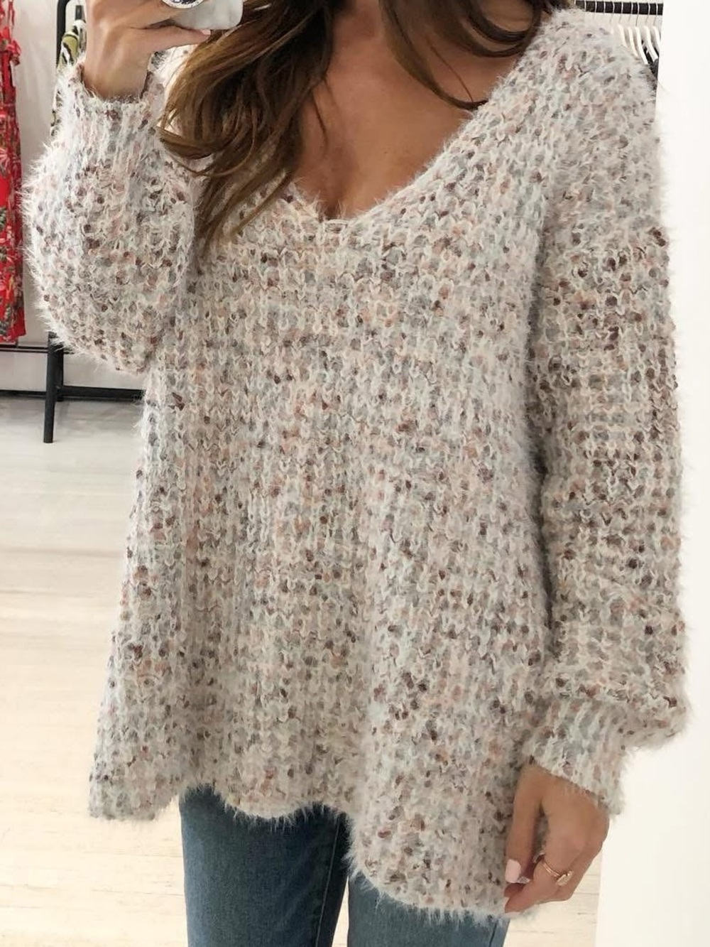 POL Chunky Oversized Cozy Yarn Confetti Sweater